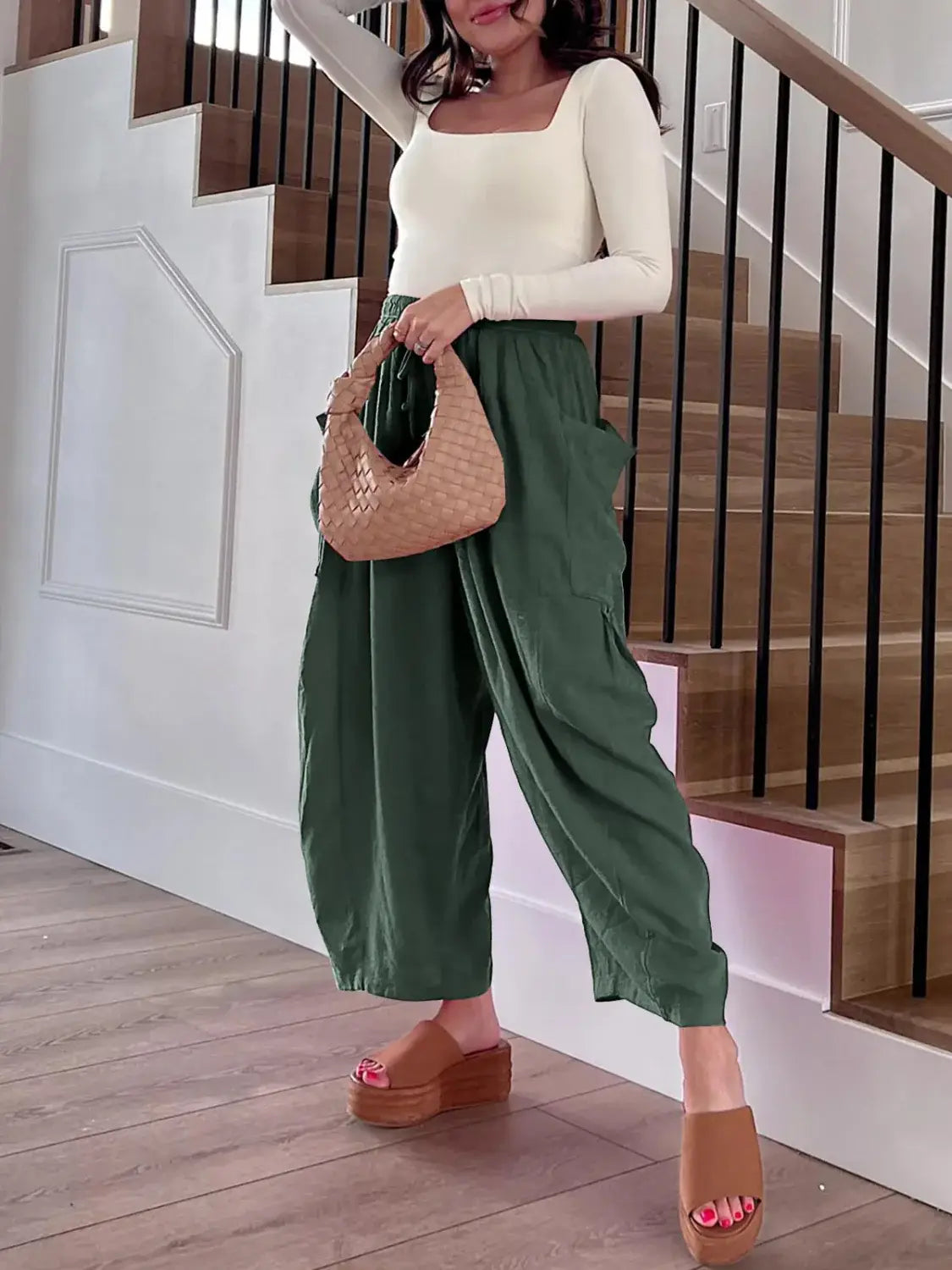 Full Size Drawstring Pants with Pockets Plus Size - Trendsi - Flyclothing LLC
