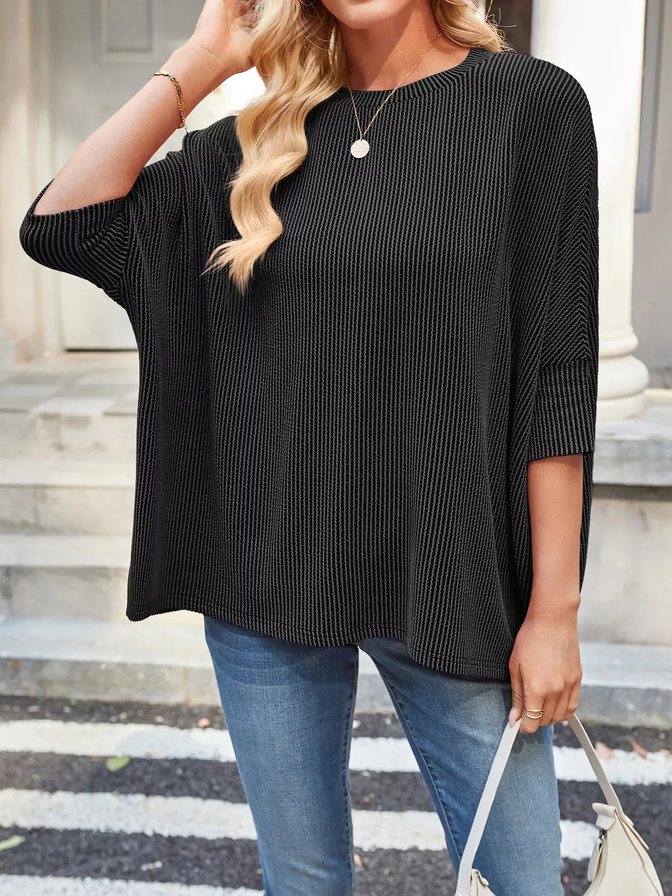 Relaxed Fit Half Sleeve T-Shirt - Trendsi - Flyclothing LLC