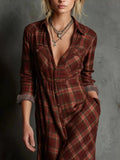Full Size Plaid Button-Down Maxi Dress Plus Size - Trendsi - Flyclothing LLC