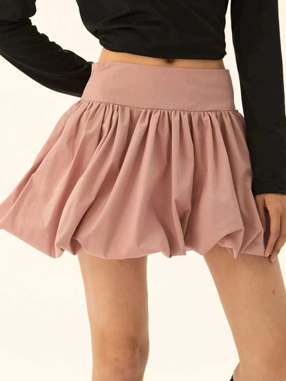 Ruched Bubble Hem Mini Skirt - Trendsi - Flyclothing LLC
