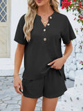 Casual Button Detail Ribbed Top and Shorts Two-Piece Set - Trendsi - Flyclothing LLC