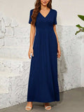 Surplice Short Sleeve Maxi Dress - Trendsi - Flyclothing LLC