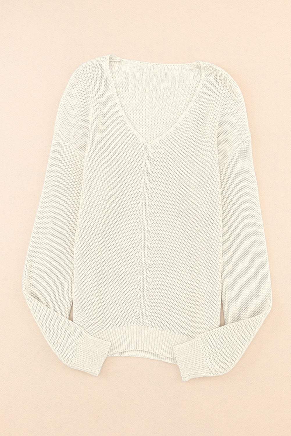 V-Neck Drop Shoulder Sweater - Trendsi - Flyclothing LLC