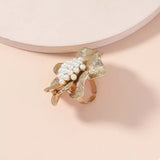 18K Gold-Plated Pearl Flower Ring - Trendsi - Flyclothing LLC
