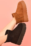 WILD DIVA Suede Round Toe Platform Booties - Trendsi