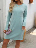 Striped Round Neck Long Sleeve Mini Dress - Trendsi - Flyclothing LLC