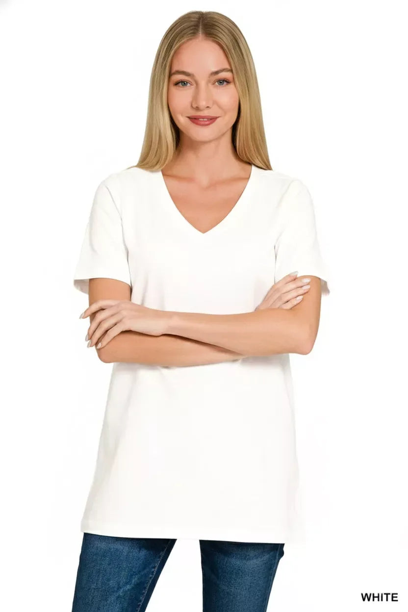 Zenana V-Neck Short Sleeve T-Shirt - Trendsi - Flyclothing LLC