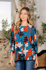 Sew In Love Full Size Printed Boat Neck Blouse - Trendsi - Flyclothing LLC