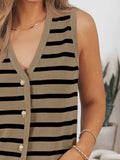 Striped V-Neck Knit Vest - Trendsi - Flyclothing LLC