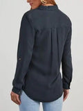 Button Down Collared Neck Denim Top - Trendsi