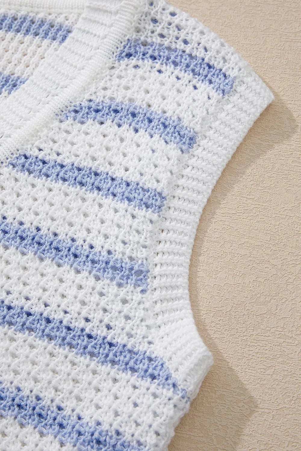 Stripe V Neck Gold Buttons Elegant Sweater Vest - Trendsi - Flyclothing LLC