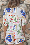Pocketed Printed Half Sleeve Romper - Trendsi - Flyclothing LLC