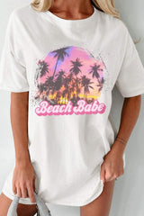 Graphic Round Neck Half Sleeve T-Shirt - Trendsi - Flyclothing LLC