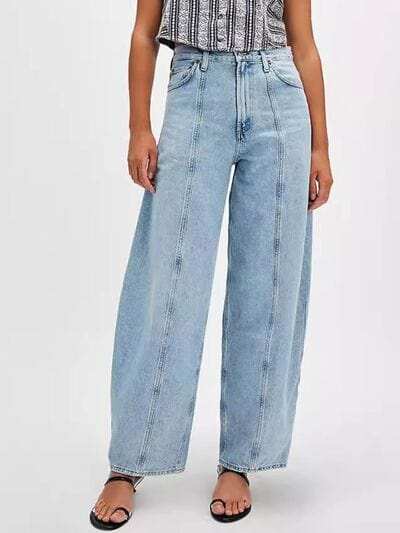 Wide Leg Jeans with Pockets - Trendsi - Flyclothing LLC