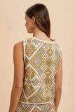 Annie Wear Ethnic Woven Jacquard Tie Front Vest - Trendsi