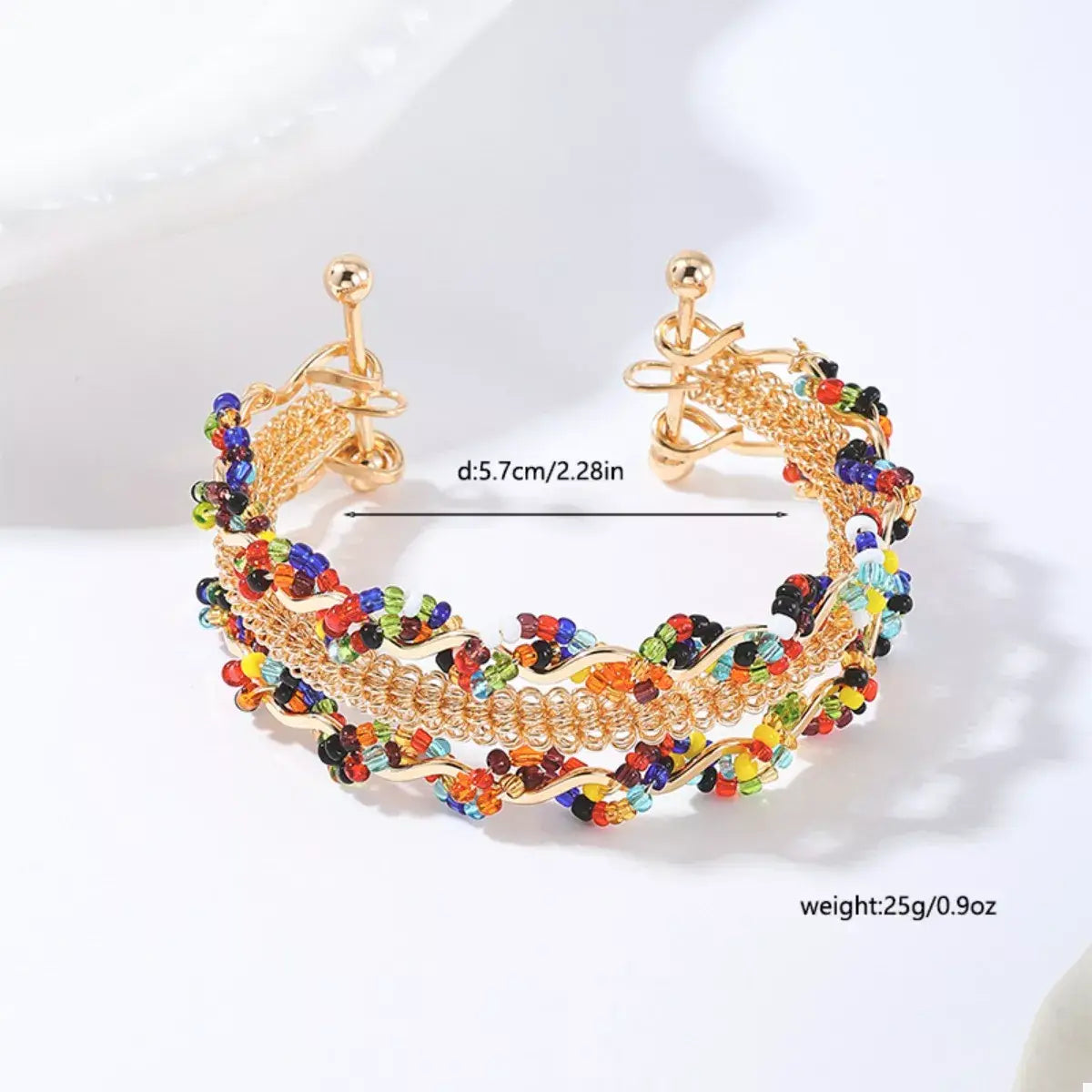 18K Gold-Plated Three Layered Open Bracelet - Trendsi - Flyclothing LLC