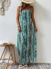 Full Size Printed Scoop Neck Maxi Cami Dress - Trendsi