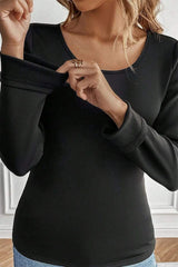 Round Neck Long Sleeve Top - Trendsi - Flyclothing LLC