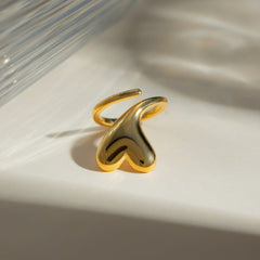 Stainless Steel Heart Bypass Ring Trendsi
