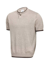 Men's Short Sleeve Collar Knit Top with Contrast Trim - Trendsi - Flyclothing LLC