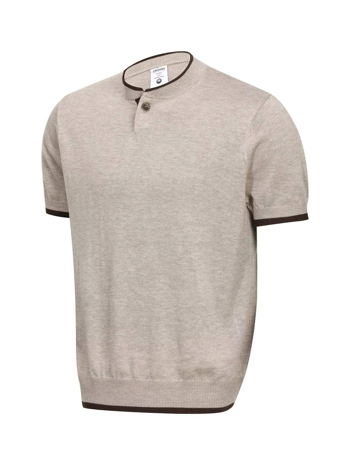 Men's Short Sleeve Collar Knit Top with Contrast Trim - Trendsi - Flyclothing LLC