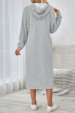 Side Slit Drawstring Long Sleeve Hooded Dress - Trendsi - Flyclothing LLC