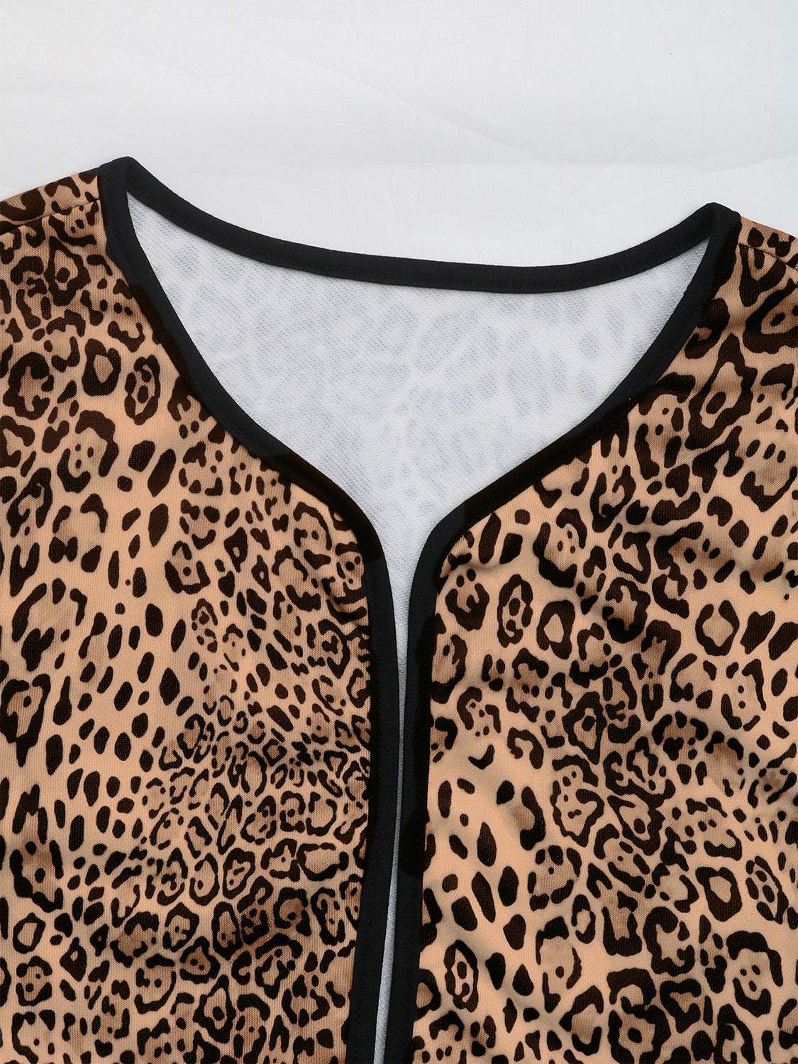 Perfee Leopard Open Front Long Sleeve Jacket - Trendsi - Flyclothing LLC