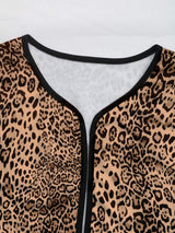 Perfee Leopard Open Front Long Sleeve Jacket - Trendsi - Flyclothing LLC