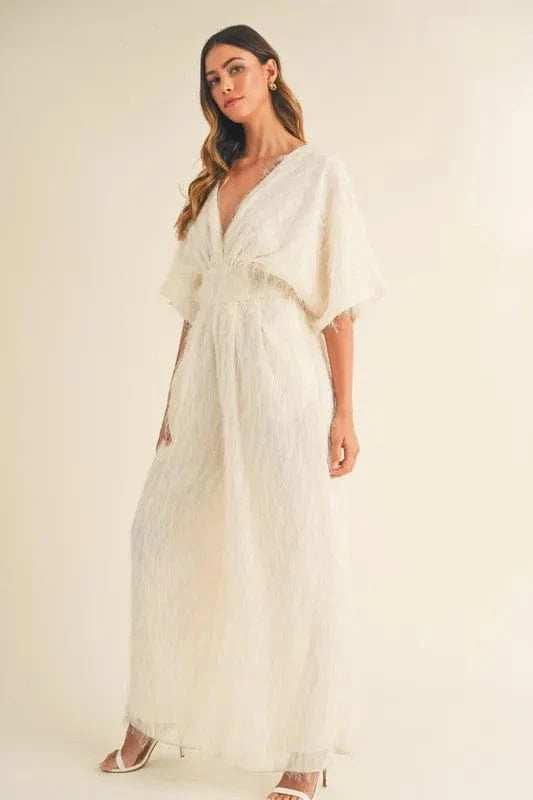 MABLE Fluffy Deep V Neck Wide Leg Jumpsuit - Trendsi - Flyclothing LLC