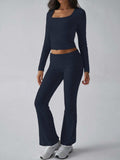 Devine Square Neck Long Sleeve Top and Pants Set - Trendsi - Flyclothing LLC