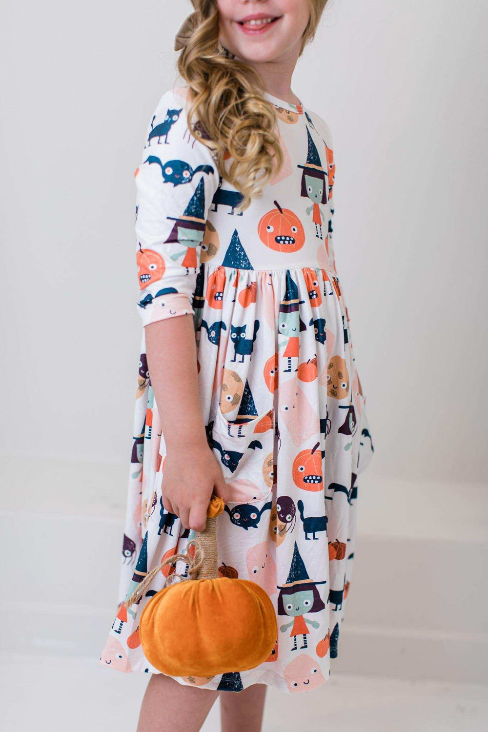Boo Crew 3/4 Sleeve Pocket Twirl Dress - Mila & Rose ® - Flyclothing LLC
