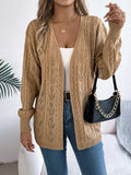 Openwork Open Front Long Sleeve Cardigan - Trendsi - Flyclothing LLC