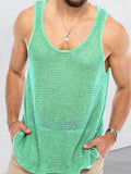 Men's Plus Size Round Neck Wide Strap Tank - Trendsi