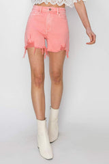 RISEN High Rise Distressed Denim Shorts - Trendsi - Flyclothing LLC