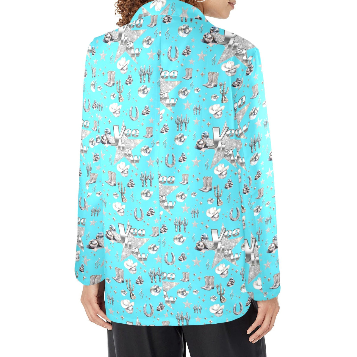 Baha Ranch Turquoise YEEHAW Rhinestone Cowgirl Blazer - Baha Ranch Western Wear - Flyclothing LLC