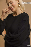 Umgee Full Size Linen Long Sleeve Top with Drawstring Plus Size - Trendsi - Flyclothing LLC