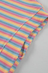 Striped Round Neck Top and Shorts Set - Trendsi - Flyclothing LLC