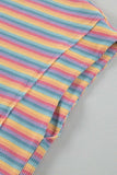 Striped Round Neck Top and Shorts Set - Trendsi - Flyclothing LLC
