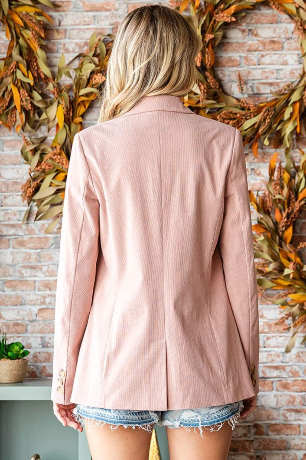 First Love Full Size Single-Breasted Flap Pocket Corduroy Blazer - Trendsi - Flyclothing LLC