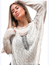 Distressed Asymmetrical Knit Cover Up - Trendsi - Flyclothing LLC
