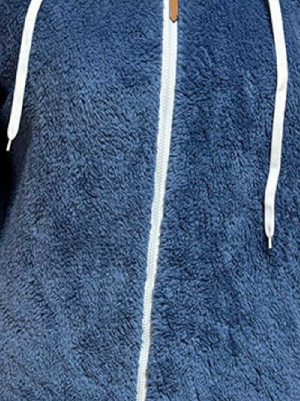 Cozy Fleece Hooded Longline Zip Up Outerwear - Trendsi - Flyclothing LLC