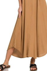 Zenana Woven Arc Hem Cami Dress With Flowy Pockets - Trendsi - Flyclothing LLC