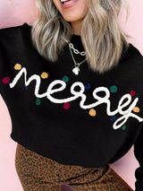 Merry Round Neck Christmas Sweater - Trendsi - Flyclothing LLC