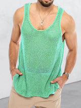 Men's Plus Size Round Neck Wide Strap Tank - Trendsi - Flyclothing LLC