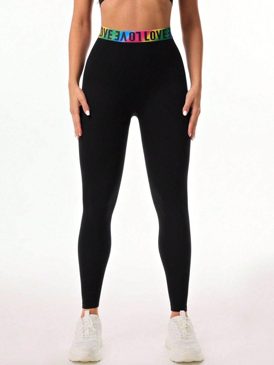 Letter Printed High Waist Active Leggings - Trendsi