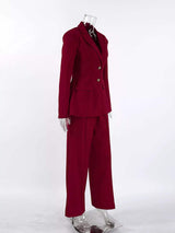 Single-Breasted Blazer and Wide-Leg Pants Set - Trendsi - Flyclothing LLC