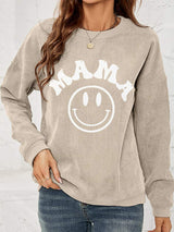 Round Neck Long Sleeve MAMA Graphic Sweatshirt - Trendsi - Flyclothing LLC