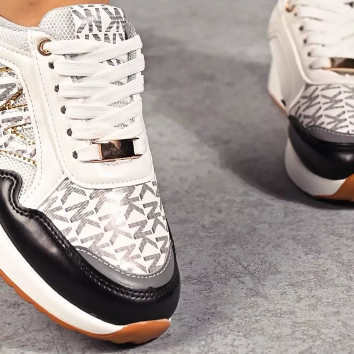 Lace Up Round Toe Sneakers - Trendsi - Flyclothing LLC