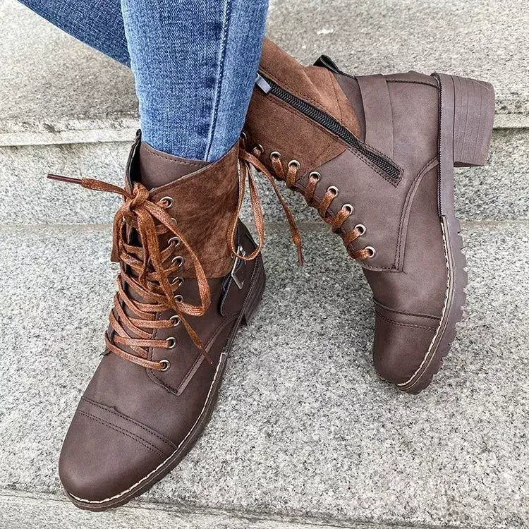 Lace-Up Block Heels Boots - Trendsi - Flyclothing LLC