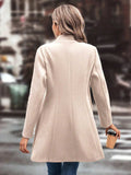 Collared Neck Long Sleeve Longline Coat - Trendsi - Flyclothing LLC